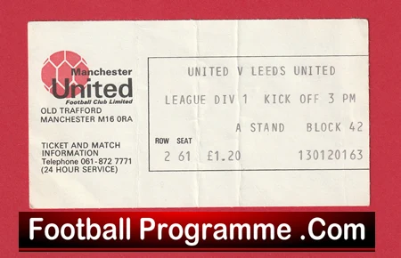Manchester United v Leeds United 1977 - Match Ticket - Image 2