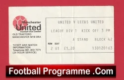Manchester United v Leeds United 1977 - Match Ticket - football memorabilia