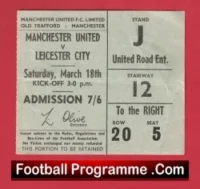 Manchester United v Leicester City 1967 – Football Ticket