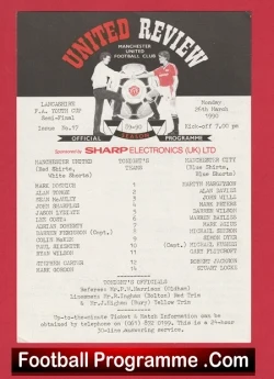 Manchester United v Leicester City 1990 - Youth Cup Semi Final + Ryan Giggs - football programme
