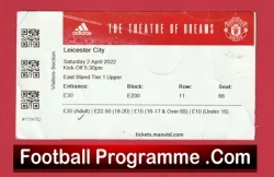 Manchester United v Leicester City 2022 - Football Ticket - football memorabilia