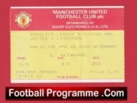 Manchester United v Liverpool 1991 – Match Ticket