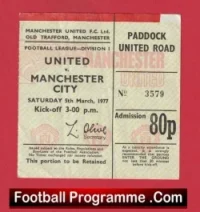Manchester United v Manchester City 1977 – 1970’s Football Ticket