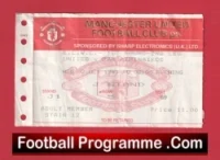 Manchester United v Panathinaikos 1991 – Ticket ECWC Football Ticket