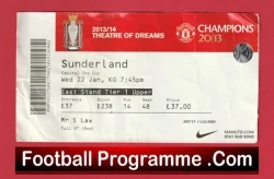 Manchester United v Sunderland 2014 - Football Ticket - football memorabilia
