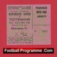 Manchester United v Tottenham 1968 – Ticket FA Cup Match