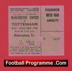 Manchester United v Tottenham 1968 - Ticket FA Cup Match - football memorabilia