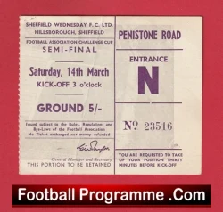 Manchester United v West Ham United 1964 FA Cup Semi Final Ticket - football memorabilia