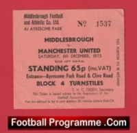 Middlesbrough v Manchester United 1975 – Football Ticket