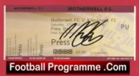 Motherwell v Kilmarnock 2010 – Signed Football Ticket