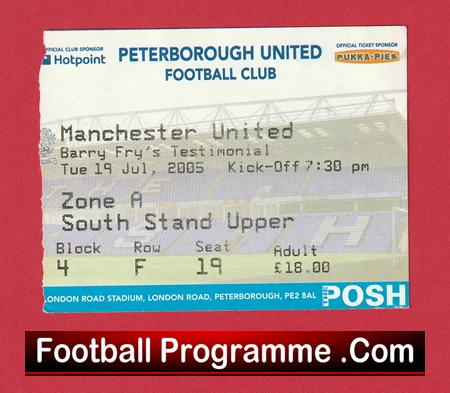 Peterborough United v Manchester United 2005 - Match Ticket - Image 2