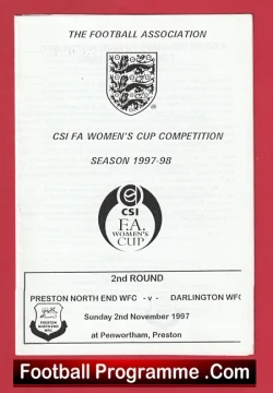 Preston North End Ladies v Darlington 1997 - Womens Football - football programme