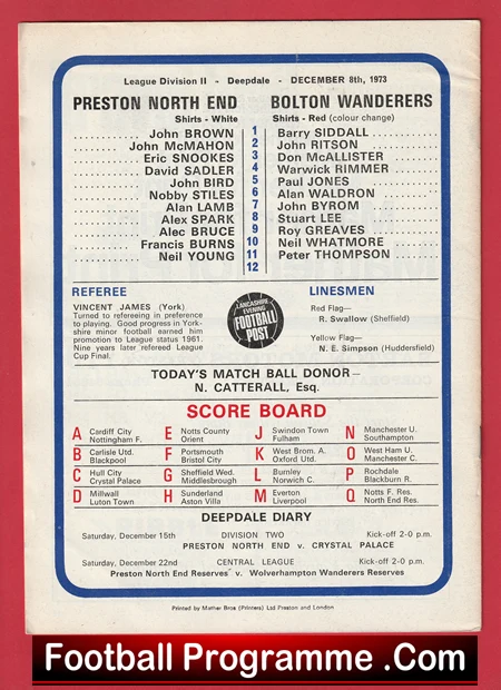 Preston North End v Bolton Wanderers 1973 - Bobby Charlton Manager - Image 3