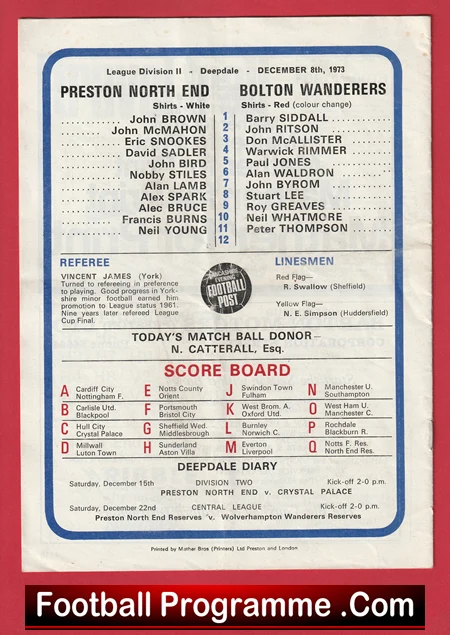 Preston North End v Bolton Wanderers 1973 - Bobby Charlton Manager - Image 3