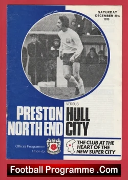 Preston North End v Hull City 1973 - Bobby Charlton Manager - football programme