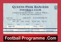 Queens Park Rangers v Manchester United 1994 - Match Ticket - football memorabilia