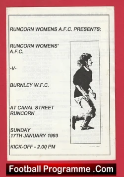 Runcorn Ladies v Burnley 1993 - Womens Football - football programme