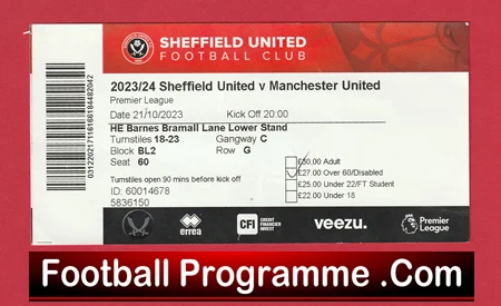 Sheffield United v Manchester United 2006 - Match Ticket 2023 - Image 2