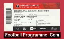 Sheffield United v Manchester United 2006 - Match Ticket 2023 - football memorabilia