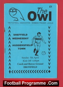 Sheffield Wednesday Ladies v Huddersfield Town 1998 - Womens Football - football programme