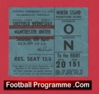 Sheffield Wednesday v Manchester United 1967 – Match Ticket