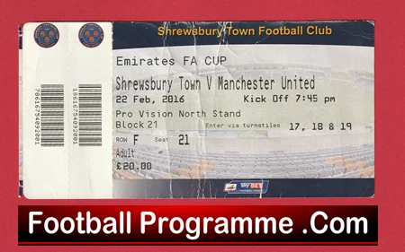 Shrewsbury Town v Manchester United 2016 - Match Ticket - Image 2
