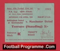 Southampton v Manchester United 1963 – Semi Final Football Ticket at Villa