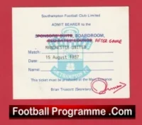 Southampton v Manchester United 1987 – Boardroom Ticket McClair Debut