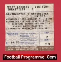 Southampton v Manchester United 1991 – Ticket Quarter Final