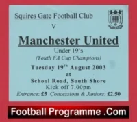 Squires Gate v Manchester United 2003 – Match Ticket v Man Utd U19