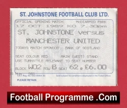 St Johnstone v Manchester United 1989 - Match Ticket Official Opening - football memorabilia