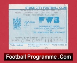 Stoke City v Manchester United 1993 - Match Ticket - football memorabilia
