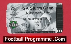 Sturm Graz v Manchester United 2000 - Match Ticket Austrian - football memorabilia