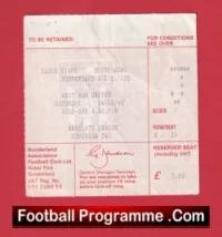 Sunderland v West Ham United 1990 – Football Ticket