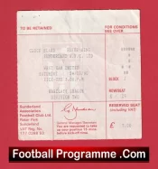 Sunderland v West Ham United 1990 – Football Ticket