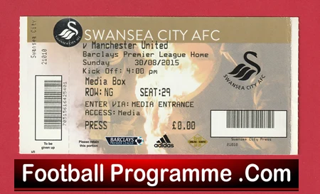 Swansea City v Manchester United 2015 - Football Ticket - Image 2