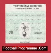 Tottenham Hotspur v Manchester United 1981 – Ticket v Man Utd