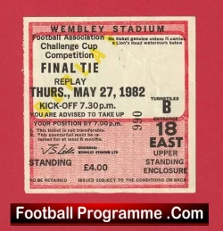 Tottenham Hotspur v QPR 1982 - FA Cup Final Repaly Football Ticket - football memorabilia