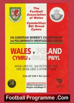 Wales Ladies v Poland 1999 - Womens Football - football programme