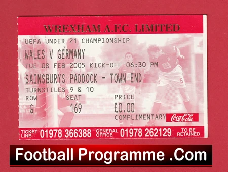 Wales v Germany 2005 - Ticket Under 21 Championship - Image 2