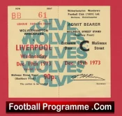 Wolves Wanderers v Derby County 1977 – Match Ticket