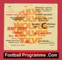 Wolves Wanderers v Liverpool 1973 – Match Ticket