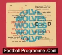 Wolves Wanderers v Lokomotiv Leipzig 1973 – Match Ticket