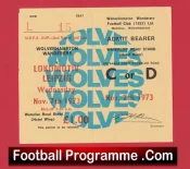 Wolves Wanderers v Lokomotiv Leipzig 1973 – Match Ticket
