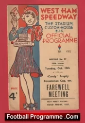 West Ham Speedway Farewell Meeting 1936 – 1930s Speedway Programmes