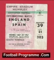 England v Spain 1967 – Football Match Ticket