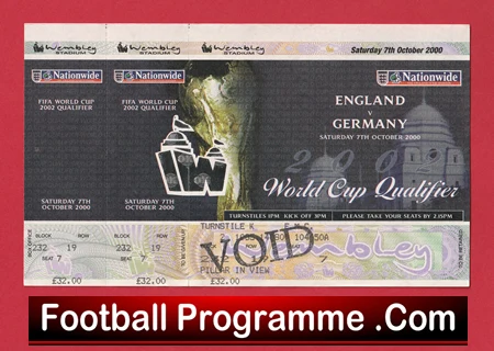 England v Germany 2000 - Ticket - Last Match at Old Wembley - Image 2
