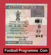 Everton v Manchester United 1985 – Cup Final Match Ticket