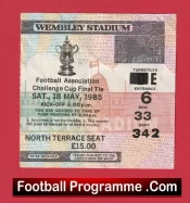 Everton v Manchester United 1985 – Cup Final Match Ticket