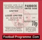 Manchester United v Leeds United 1976 – Man Utd Football Ticket